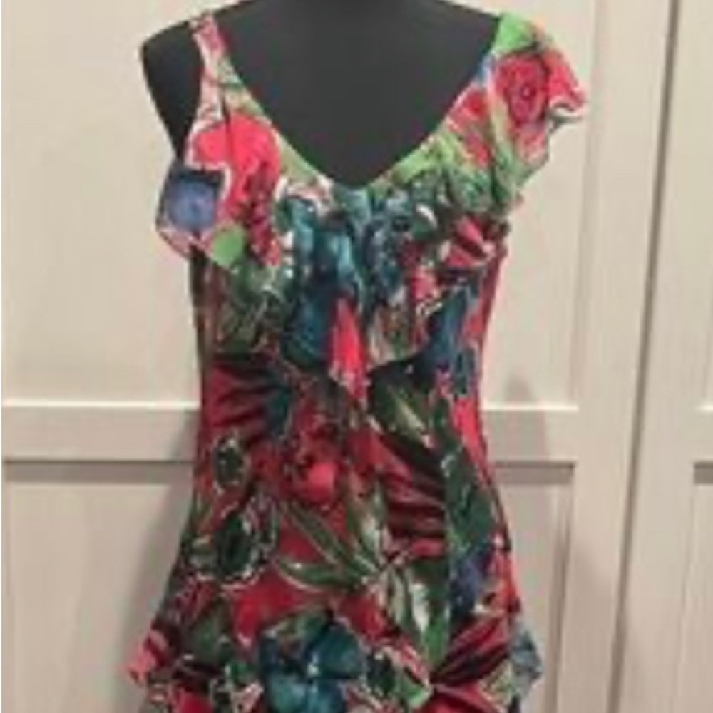 Vintage Signature by Robbie Bee Colorful Floral Pattern Midi Dress - Picture 8 of 8